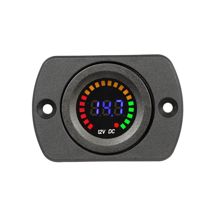 29mm Panel Mount Digital & LED 12V Meter (10.5-14.7V)