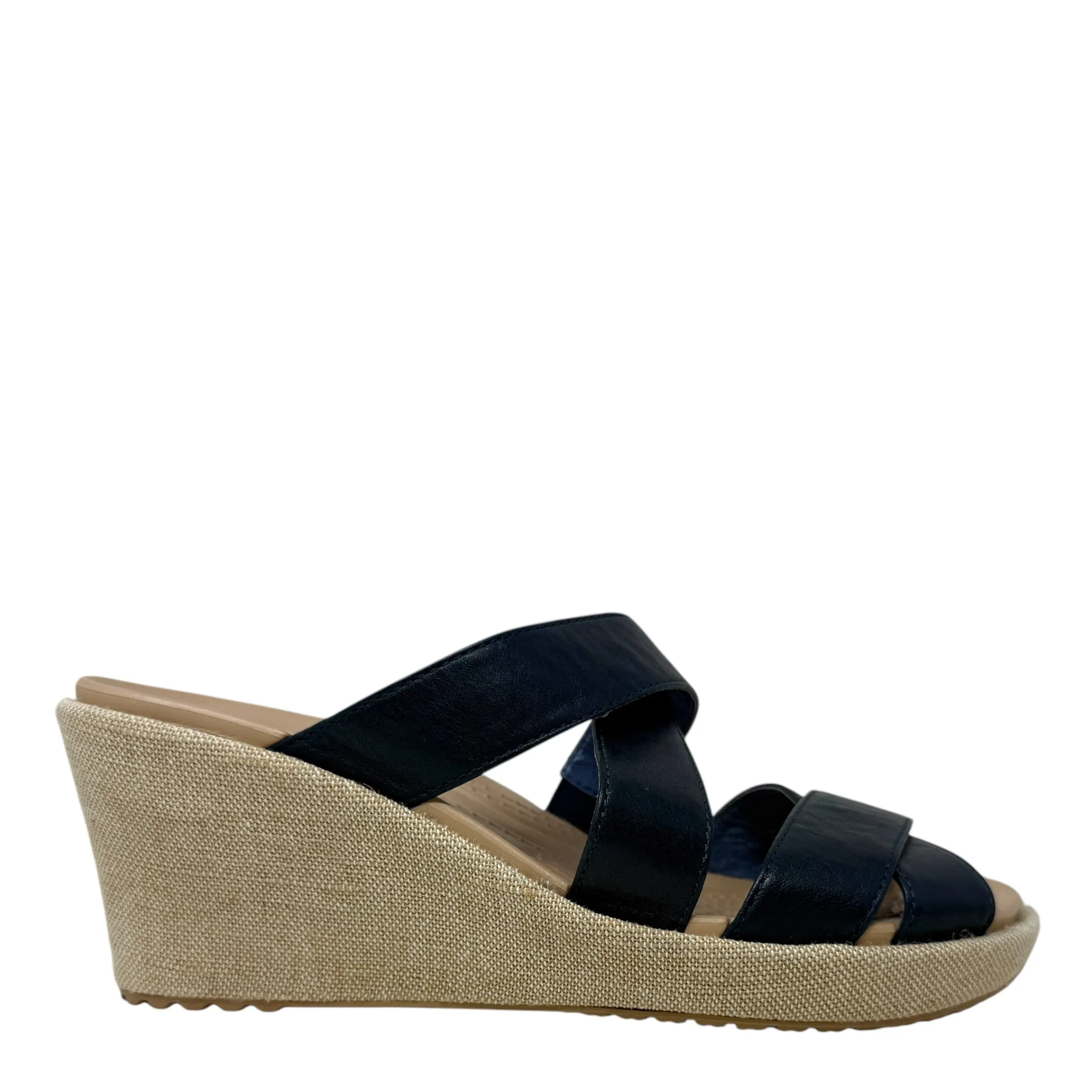 A-Leigh Crisscross Wedge Sandals By Crocs In Blue, Size: 8