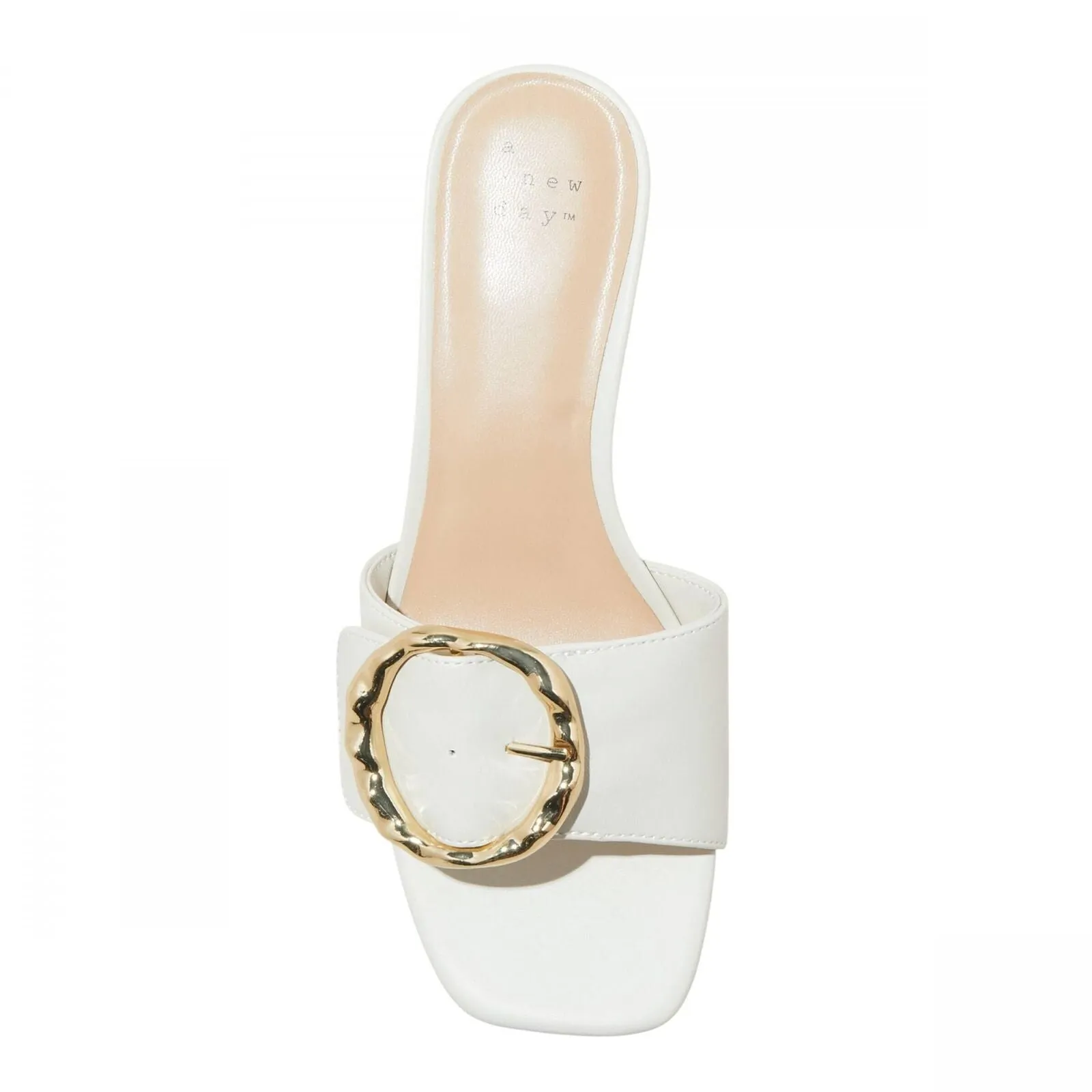 A New Day Womens Diana Buckle Mule Heels 89998799 Cream Off White 9.5M