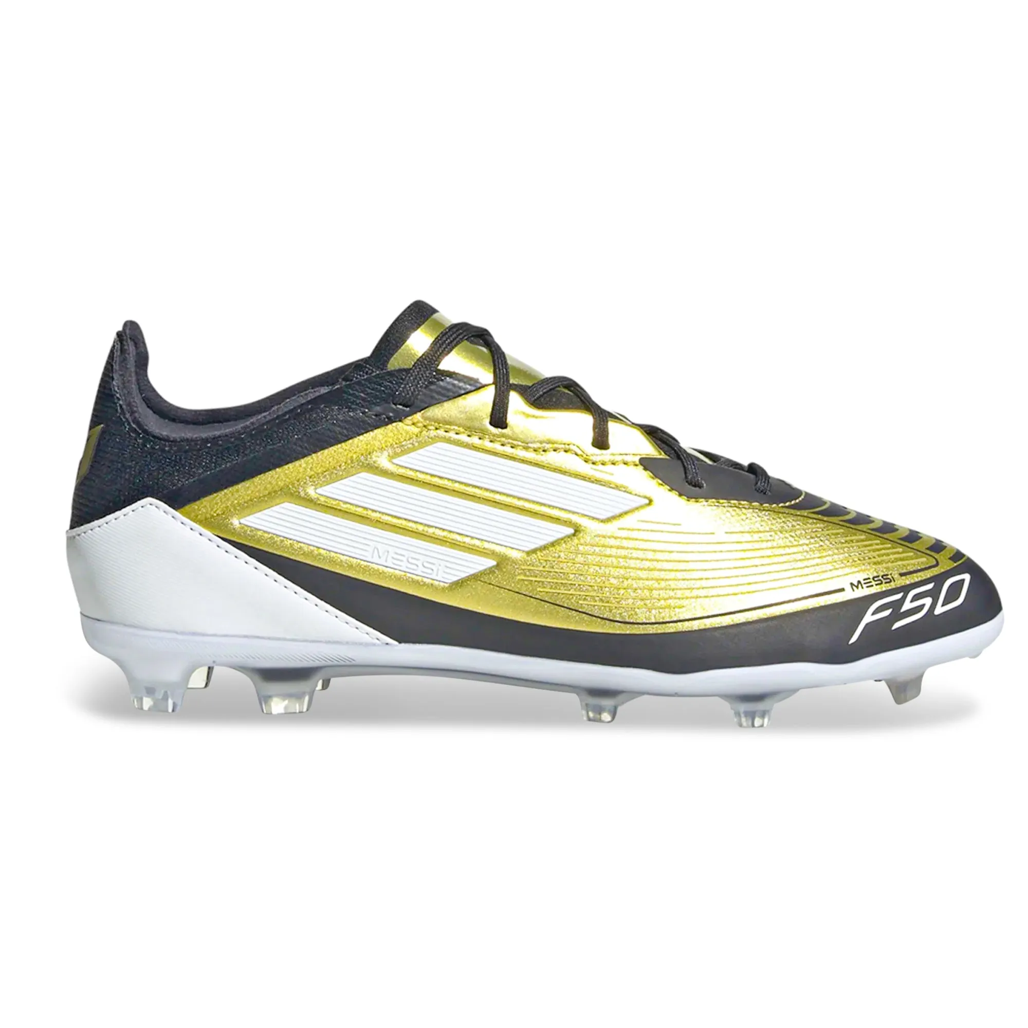 adidas Jr. F50 Messi Pro FG Soccer Cleats (Gold Metallic/White/Black)