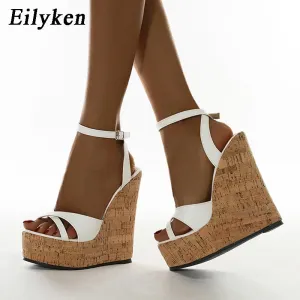 Amozae- 2024 New Summer New White Women's High Heels Sandals Platform Buckle Wedges Front Open Toe Ladies Shoes Size 35-42