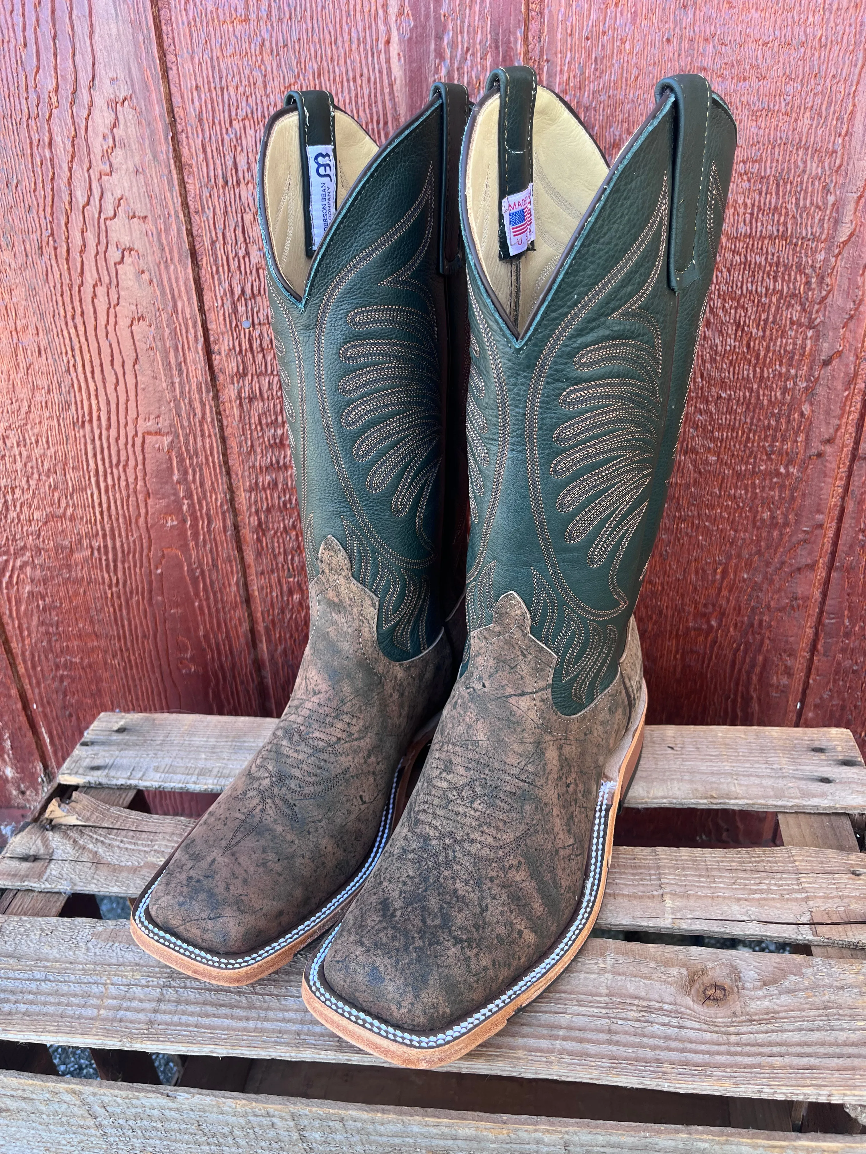 Anderson Bean Men's 13" Rust Safari Giraffe Ivies Square Toe Cowboy Boots 340712