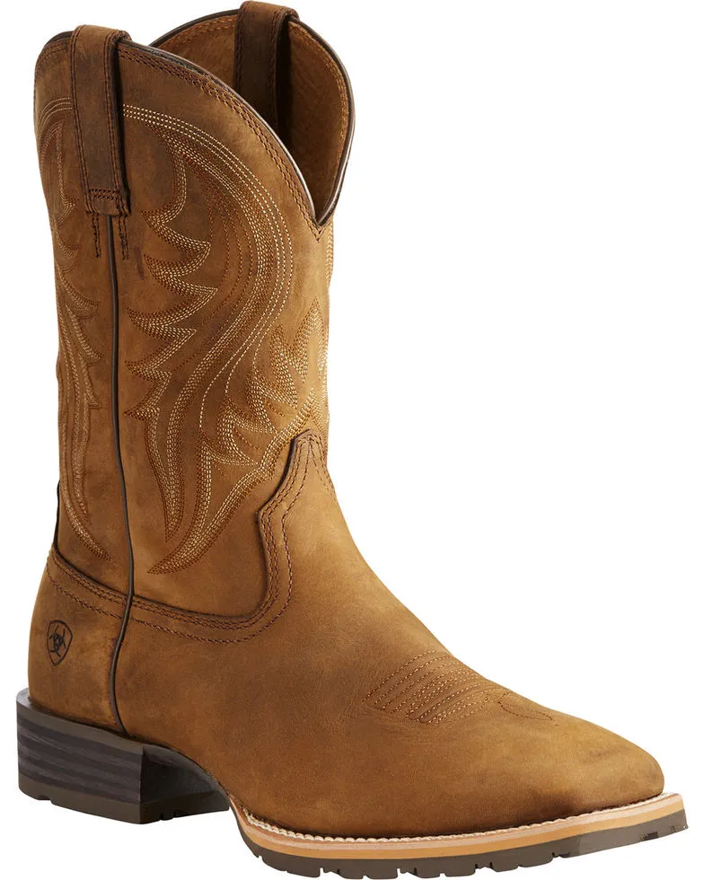 Ariat Men's Distressed Brown Hybrid Rancher Square Toe Cowboy Boots Style 10023175