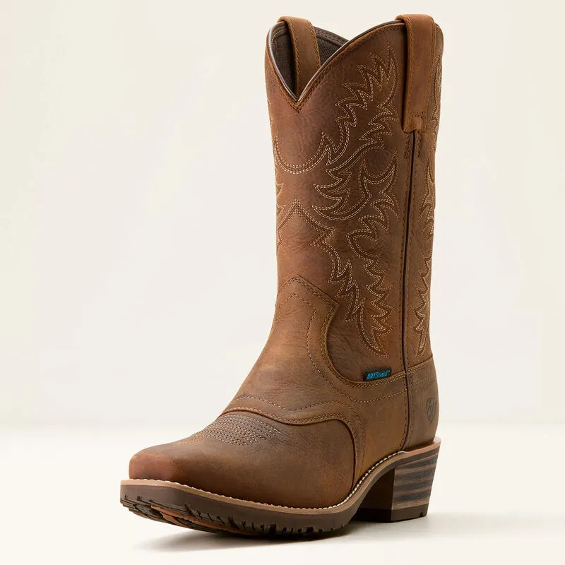 Ariat Men's Hybrid Roughstock Square Toe WP Cowboy Boot -Brown- 10053577