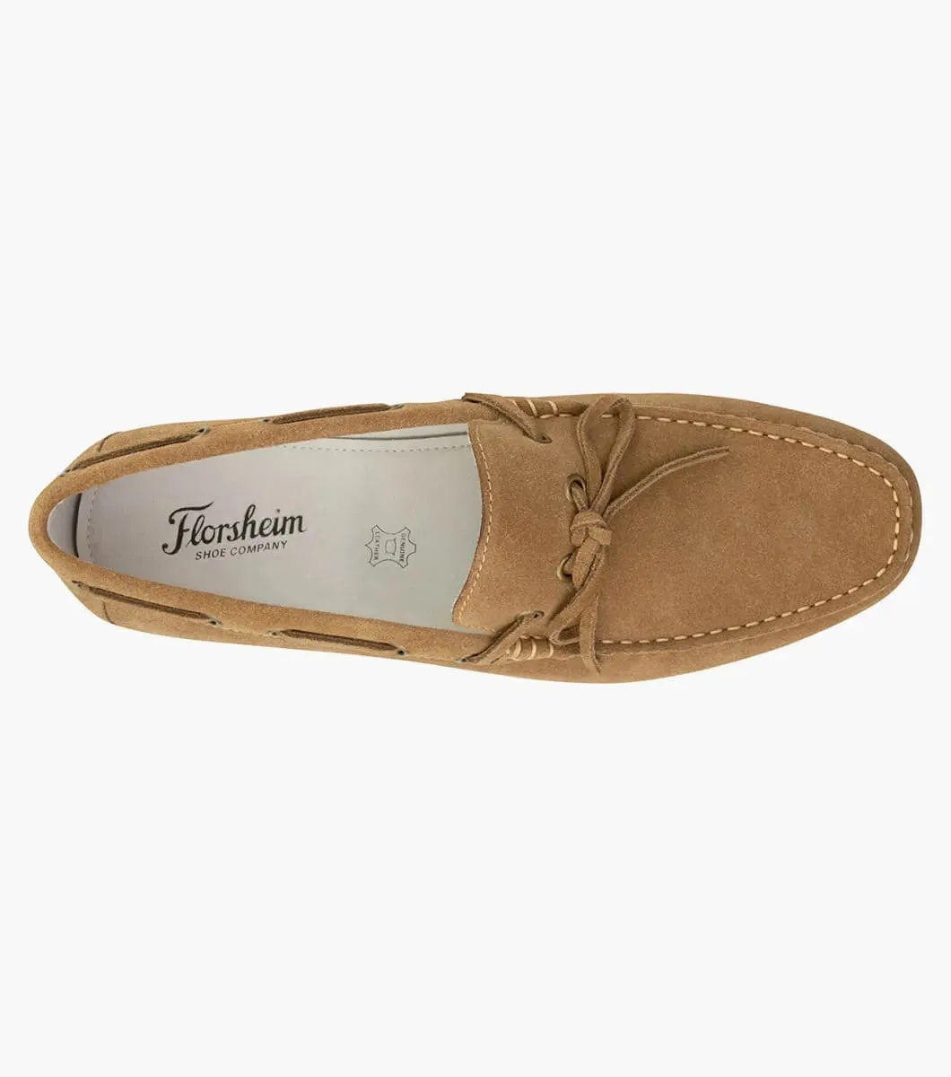 Bermuda Tie Moc Toe Boat Shoe - Tan Suede