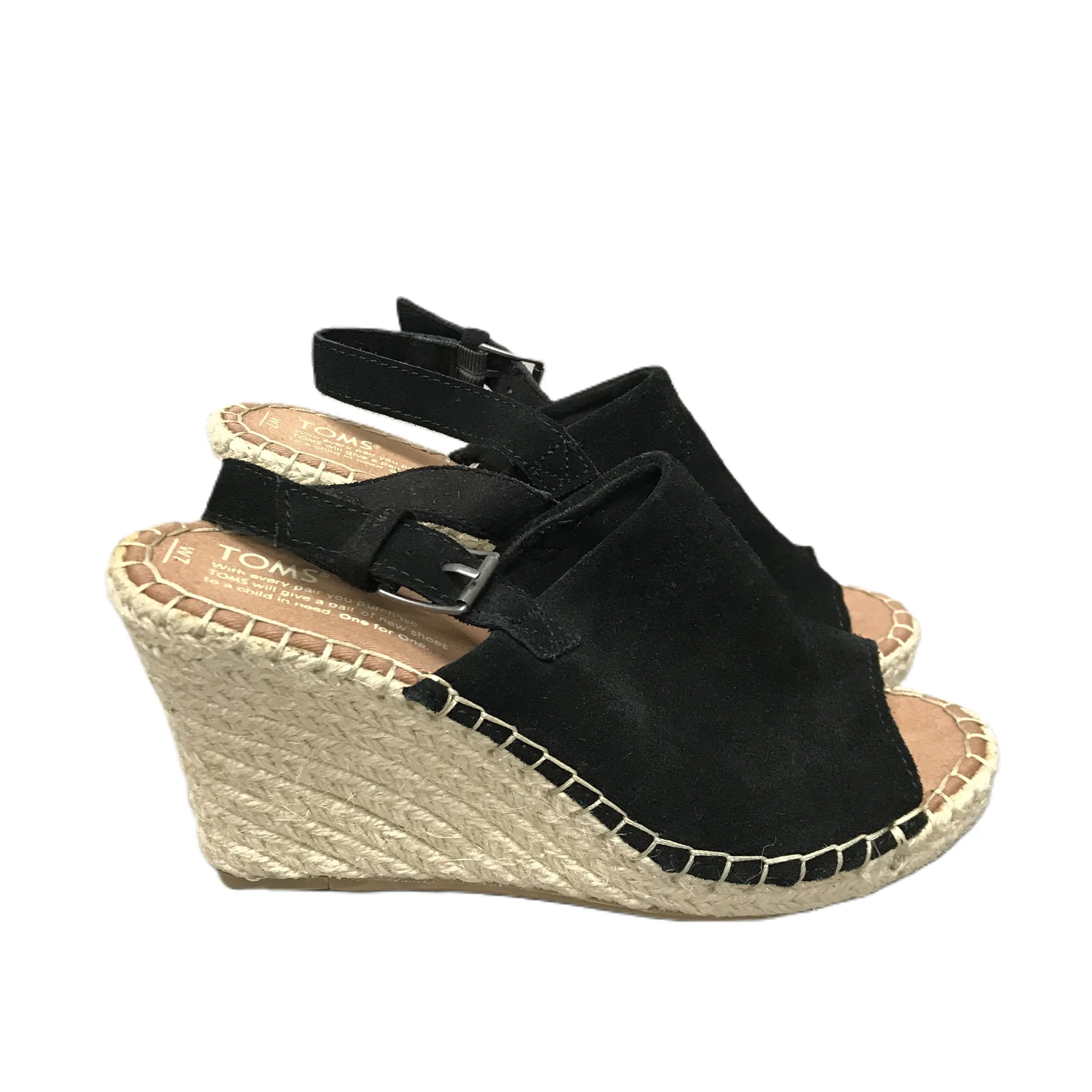 Black Sandals Heels Wedge By Toms, Size: 7