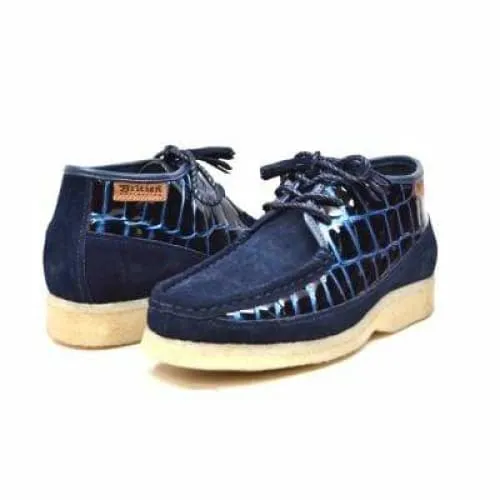 British Walkers Knicks Croc Men's Navy Blue Crocodile Leather and Suede