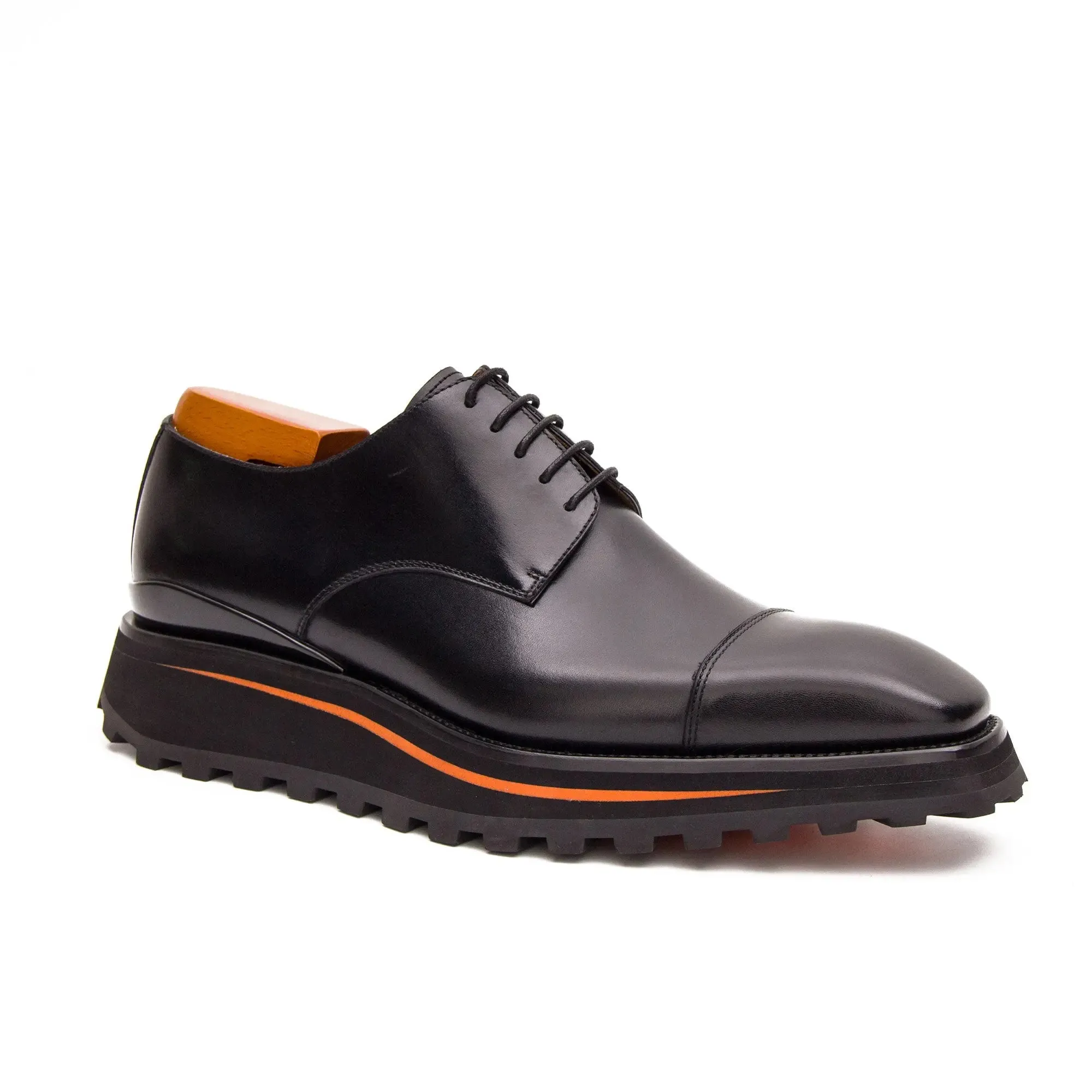 Calf leather dress three quarters derby shoes Black