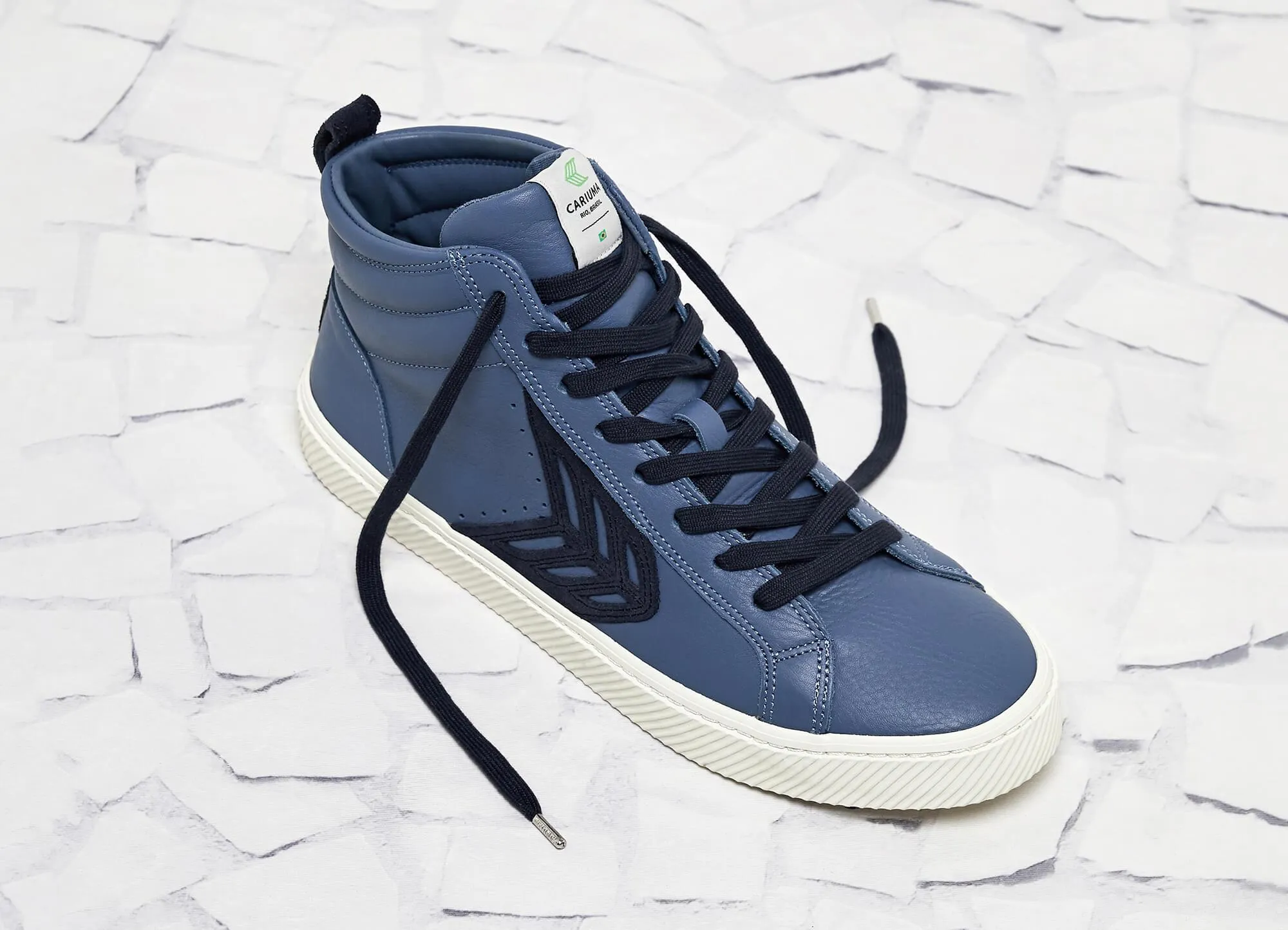 CATIBA High Cloud Blue Premium Leather Navy Logo Sneaker Men