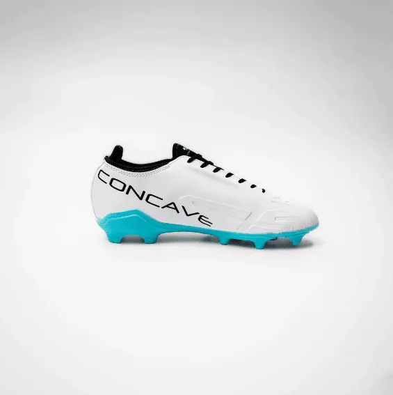 CONCAVE Halo v2 FG Football Boot - White/Cyan/ Black - Youth - Kids