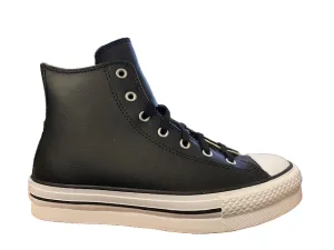 Converse scarpa sneakers alta in pelle sintetica con zeppa Chuck Teylor All Star Eva Lift HI A02485C nero bianco