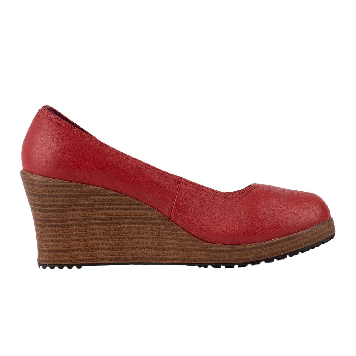 Crocs Aleigh Closedtoe Wedge Shoes Leather Red Colour For Women