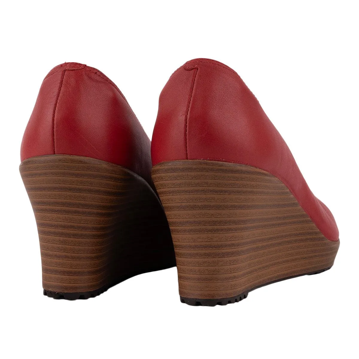 Crocs Aleigh Closedtoe Wedge Shoes Leather Red Colour For Women