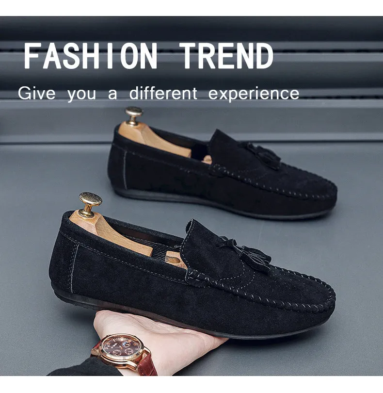 Cross-border Doudou men's shoes spring British style fringed men's casual leather shoes lazy one-pedal driving soft-soled trendy shoes