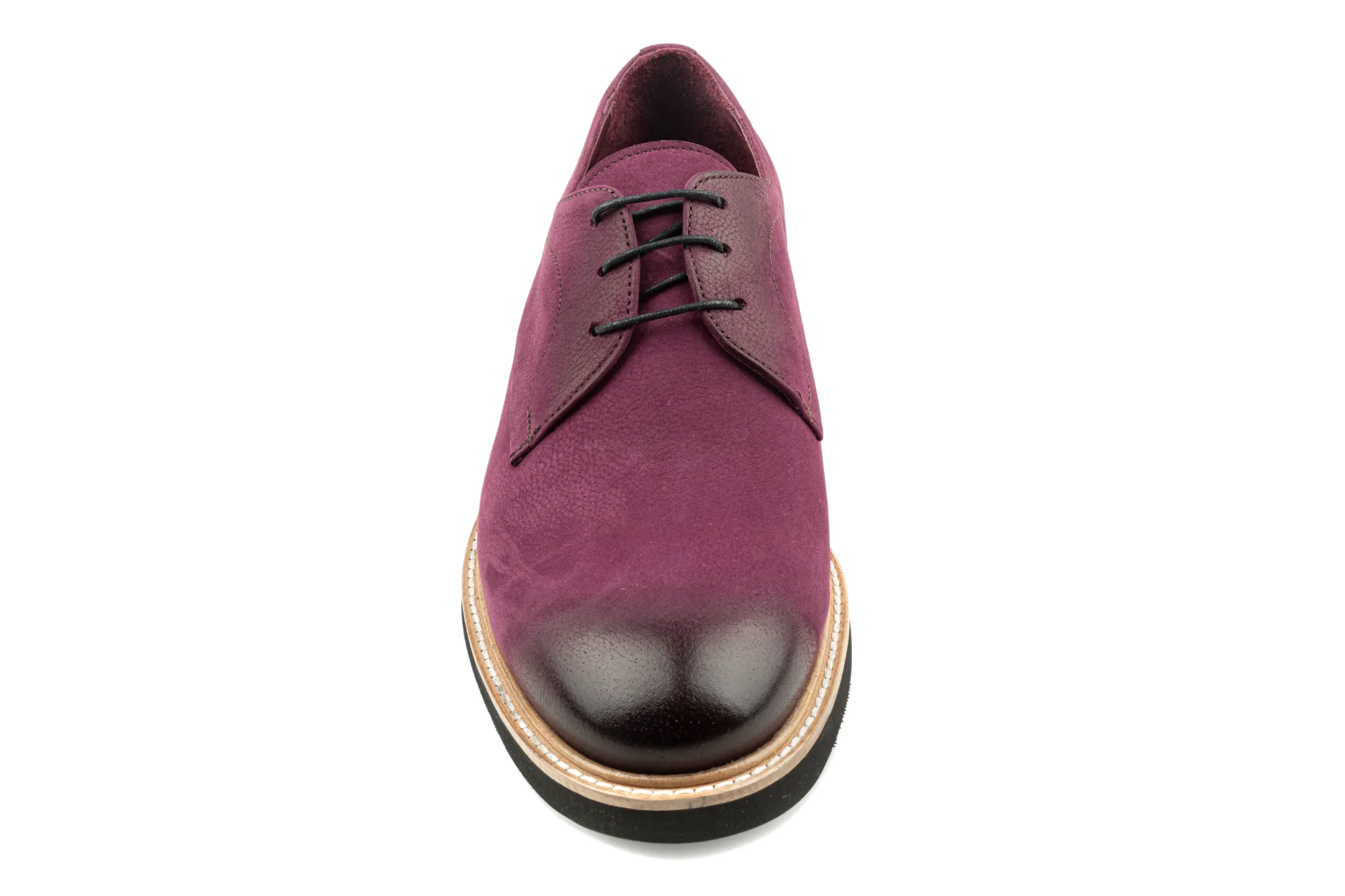 Debbano Raj Nubuck Leather Men's Derby Shoes, Derby Sneakers Plain Toe Derby with Cap Toe Effect, Derby Lace-Up, Burgundy Derby Shoes, Casual Must Have