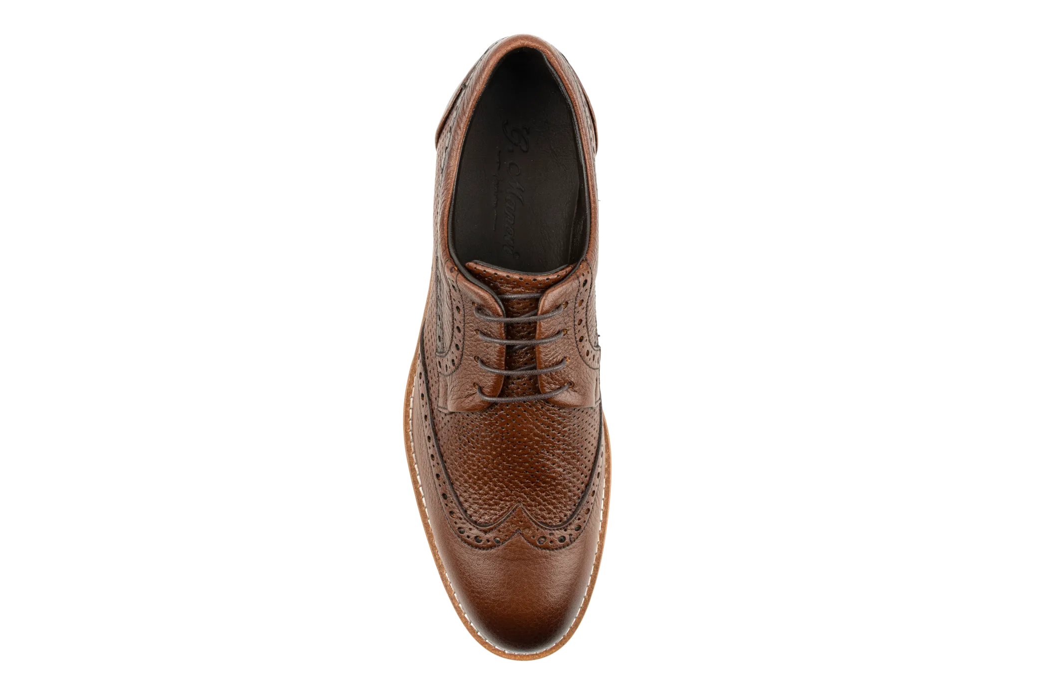 Debbano Zio Hybrid Wingtip Derby Shoes, Dress Sneakers, Top Grain Anilin Tanned Leather Brown Derby Shoes, Perforated Breahable Design Summer Derbies, Non-Slip Sole, Handmade Brown Derby Shoes