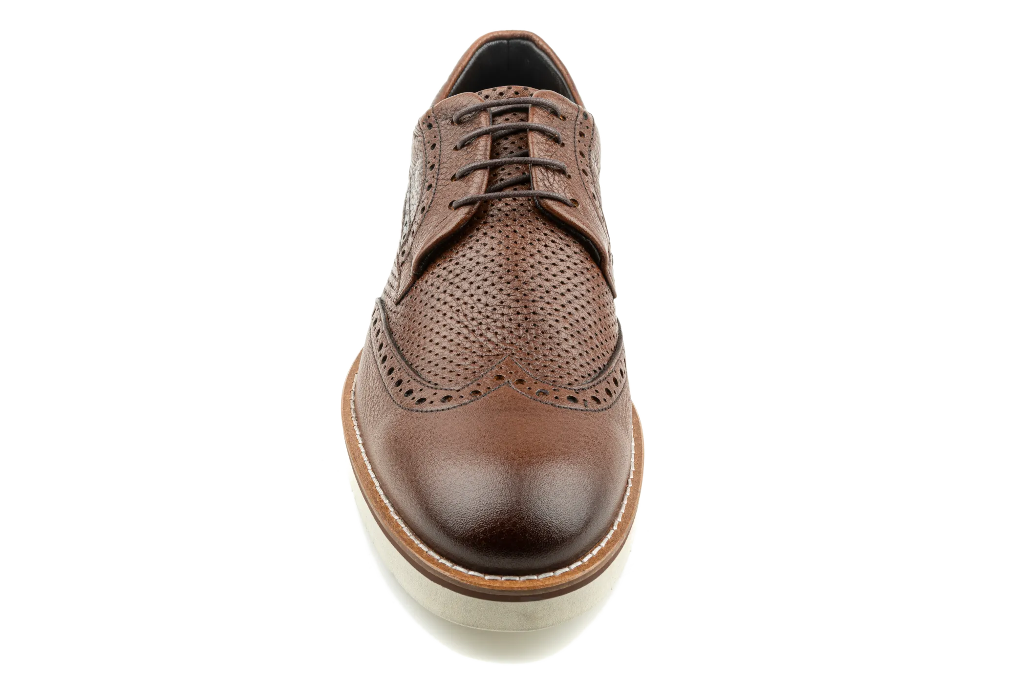 Debbano Zio Hybrid Wingtip Derby Shoes, Dress Sneakers, Top Grain Anilin Tanned Leather Brown Derby Shoes, Perforated Breahable Design Summer Derbies, Non-Slip Sole, Handmade Brown Derby Shoes