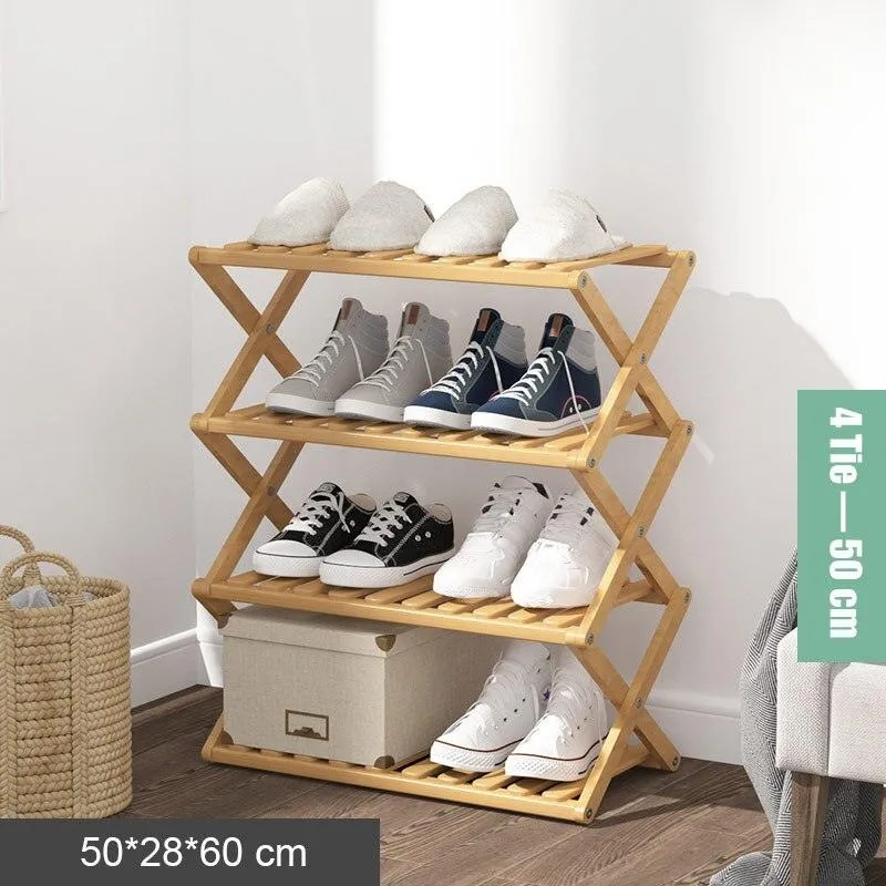 Elegant Bamboo Footwear Display and Storage Rack