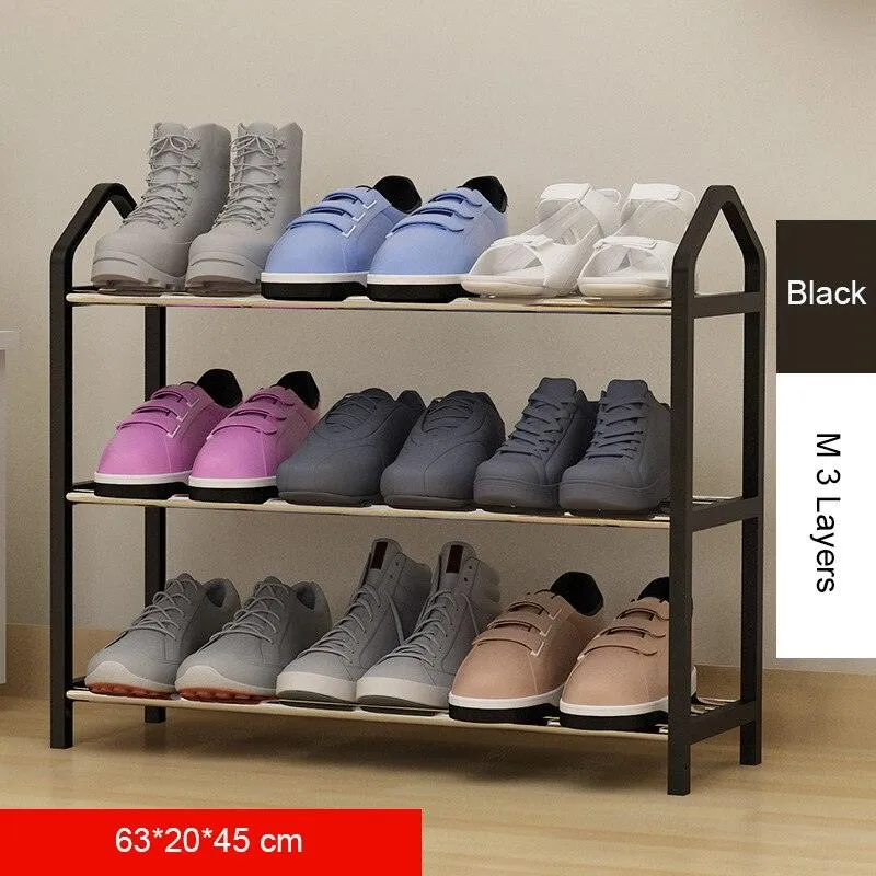 Elegant Bamboo Footwear Display and Storage Rack