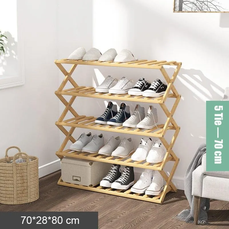 Elegant Bamboo Footwear Display and Storage Rack