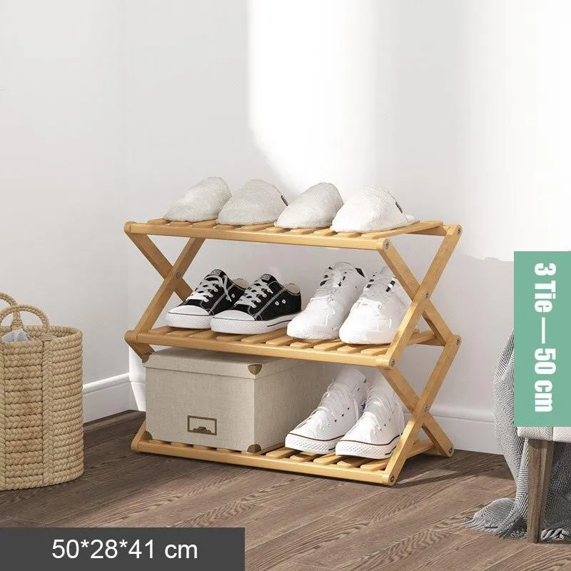 Elegant Bamboo Footwear Display and Storage Rack