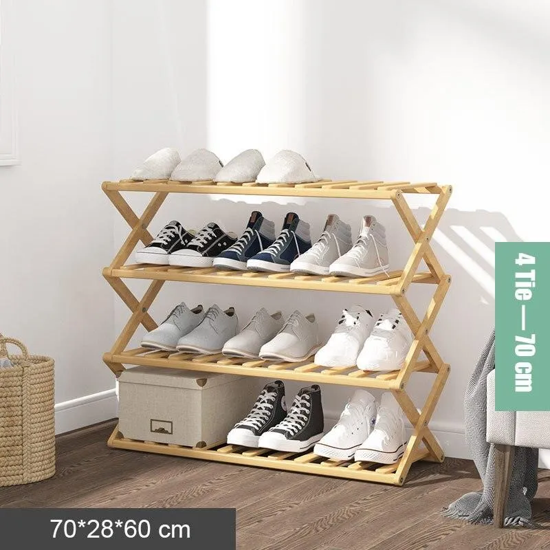 Elegant Bamboo Footwear Display and Storage Rack