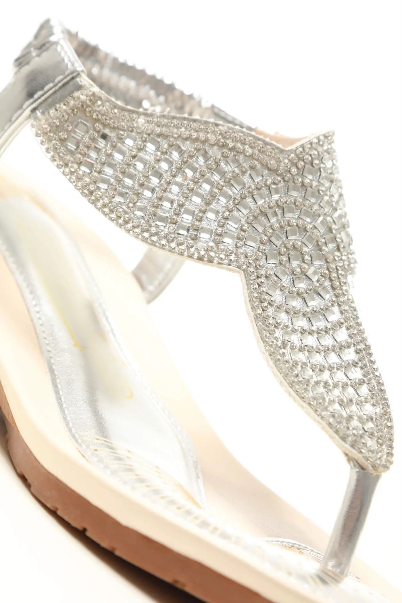 Fifi low wedge diamante toe post sandal