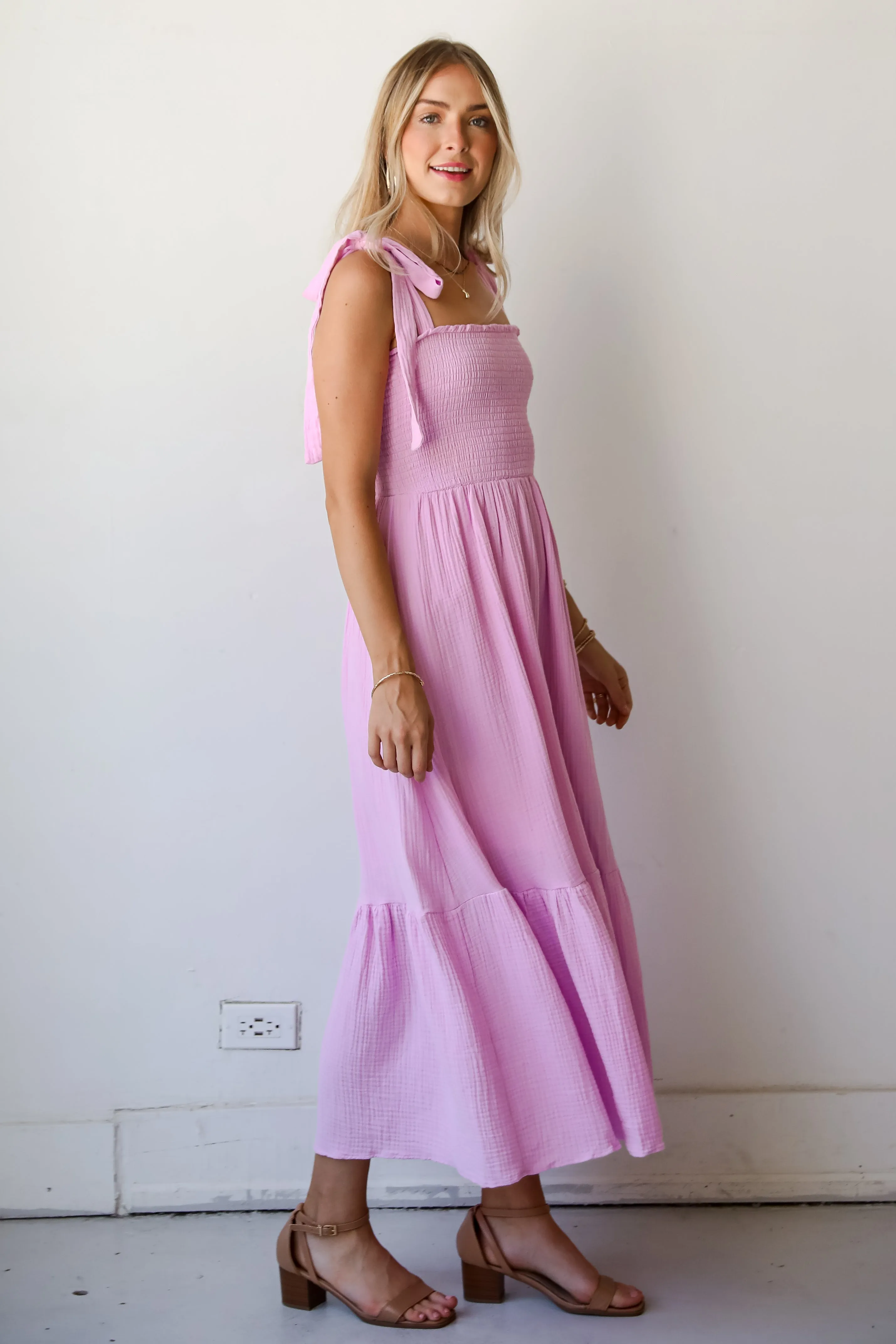 FINAL SALE - Admirable Charmer Lavender Linen Maxi Dress