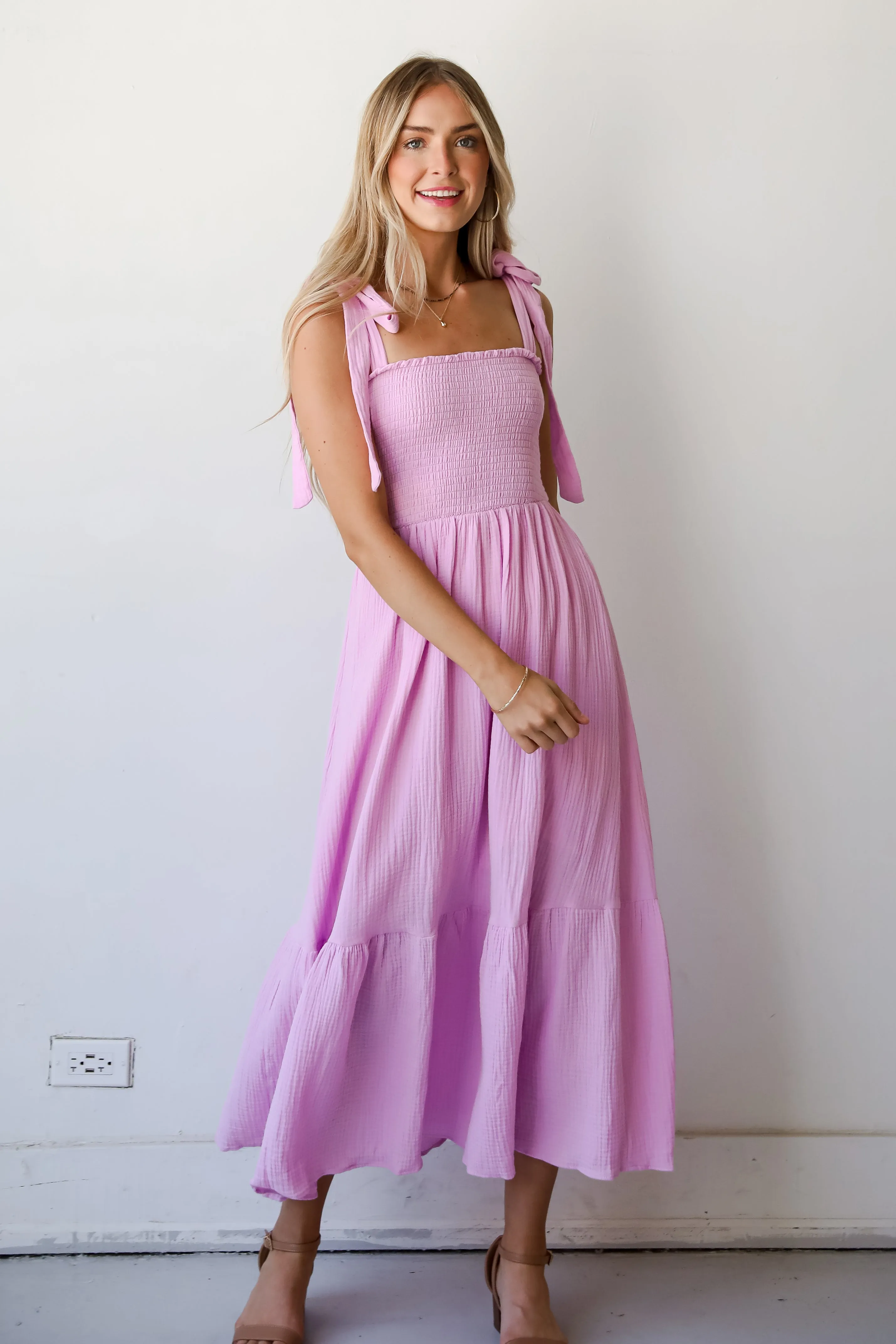 FINAL SALE - Admirable Charmer Lavender Linen Maxi Dress