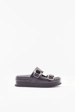 Freida Double-Buckle Platform Slides