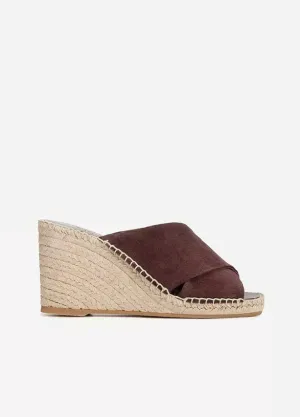 Gaelan Suede Wedge Sandal - Bark