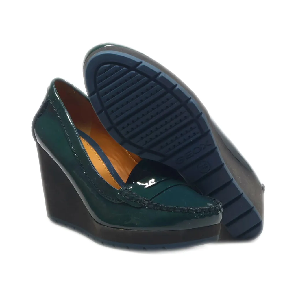 Geox Wedge Shoes Leather Green Colour For Women