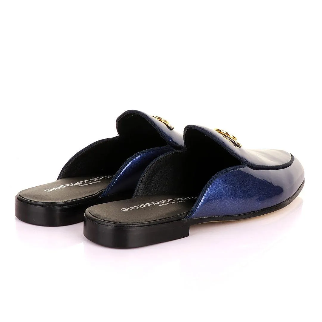 Gianfrranco Butteri Half Shoe With Gold Logo-Royal Blue