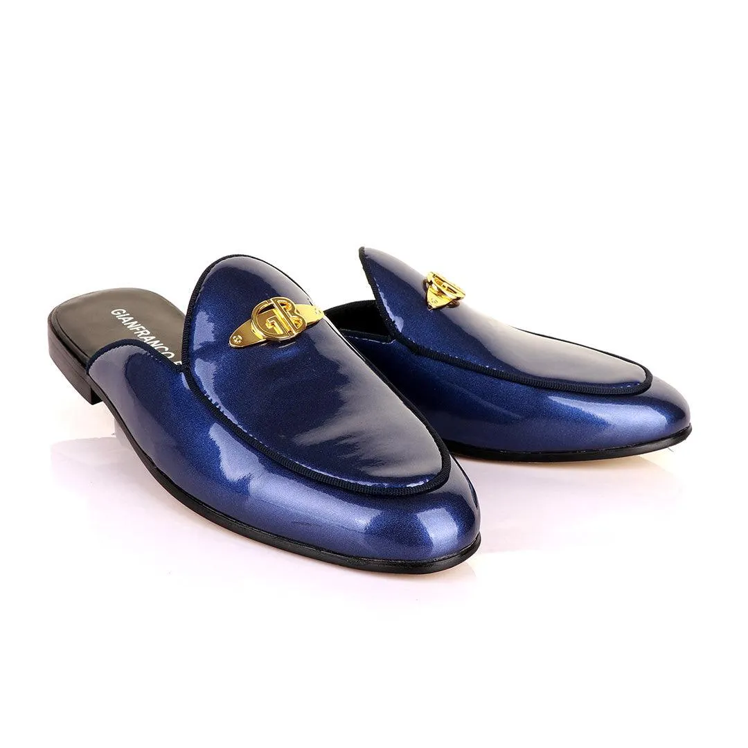 Gianfrranco Butteri Half Shoe With Gold Logo-Royal Blue