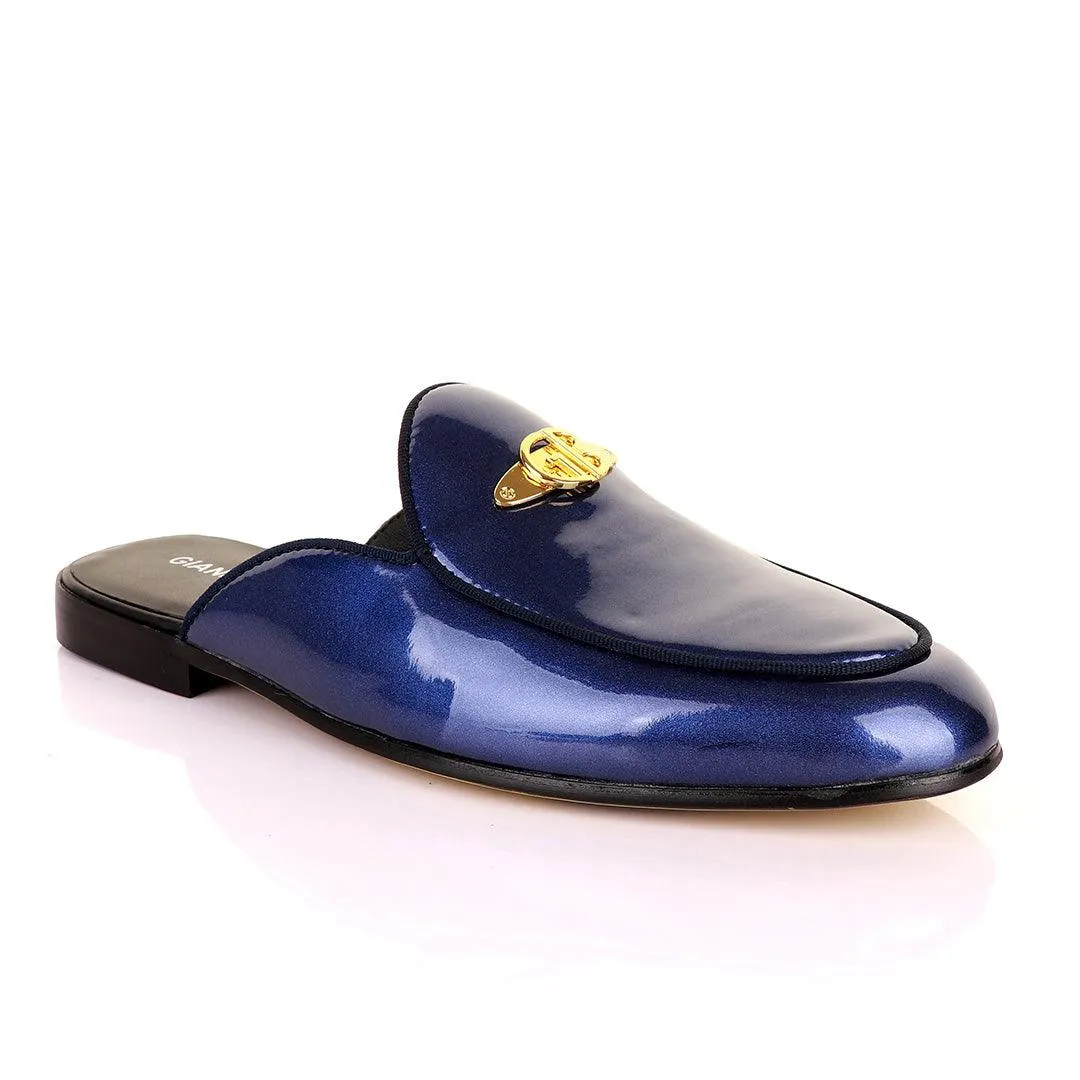 Gianfrranco Butteri Half Shoe With Gold Logo-Royal Blue