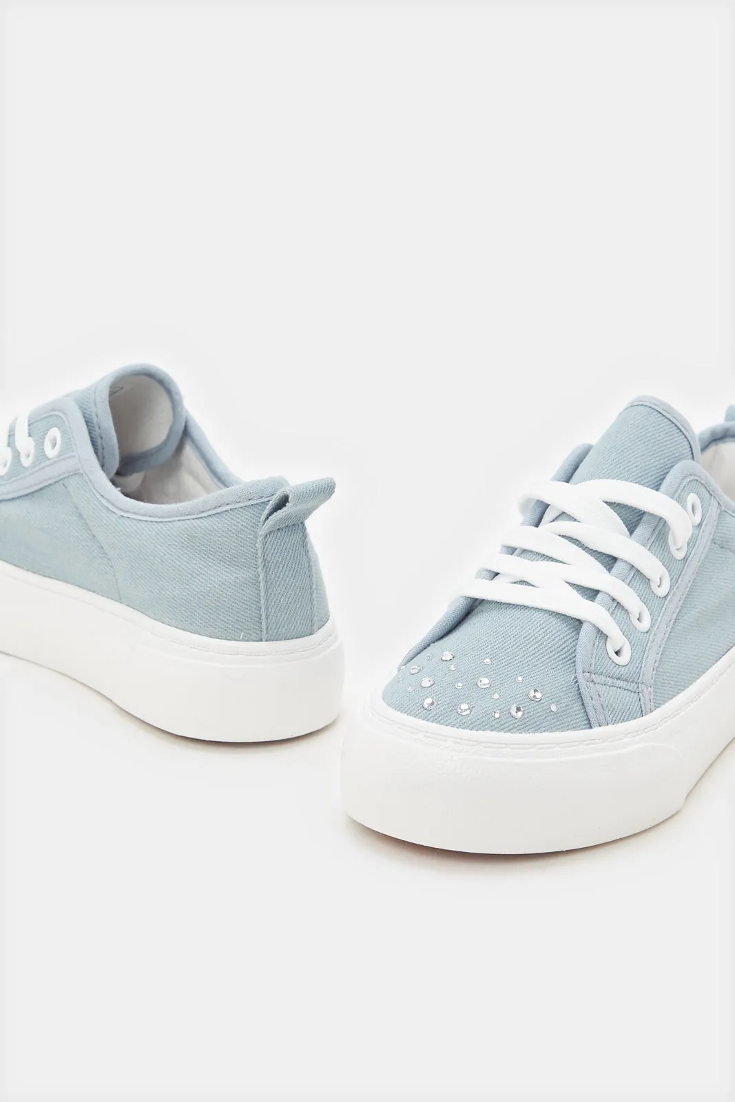 Girls Denim Lace -Up Sneaker