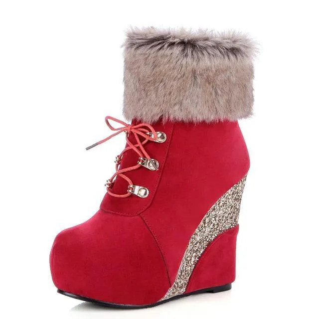 Glitter Wedge Booties