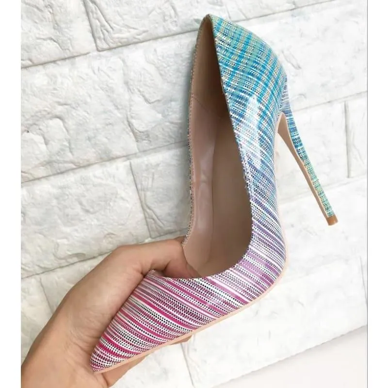 Gradient Color Ultra High Pointed Toe Single Pumps