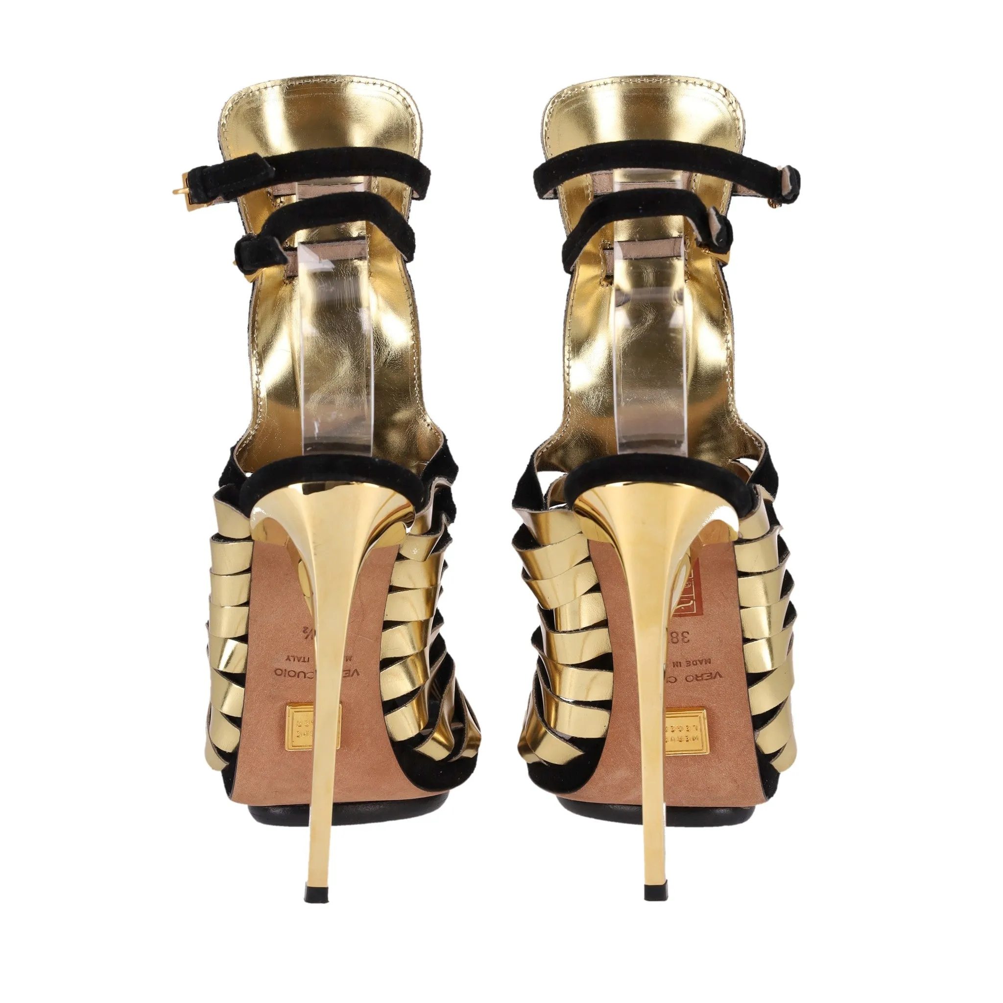 Herve Leger Suede Gladiator Heels. Size 38.5