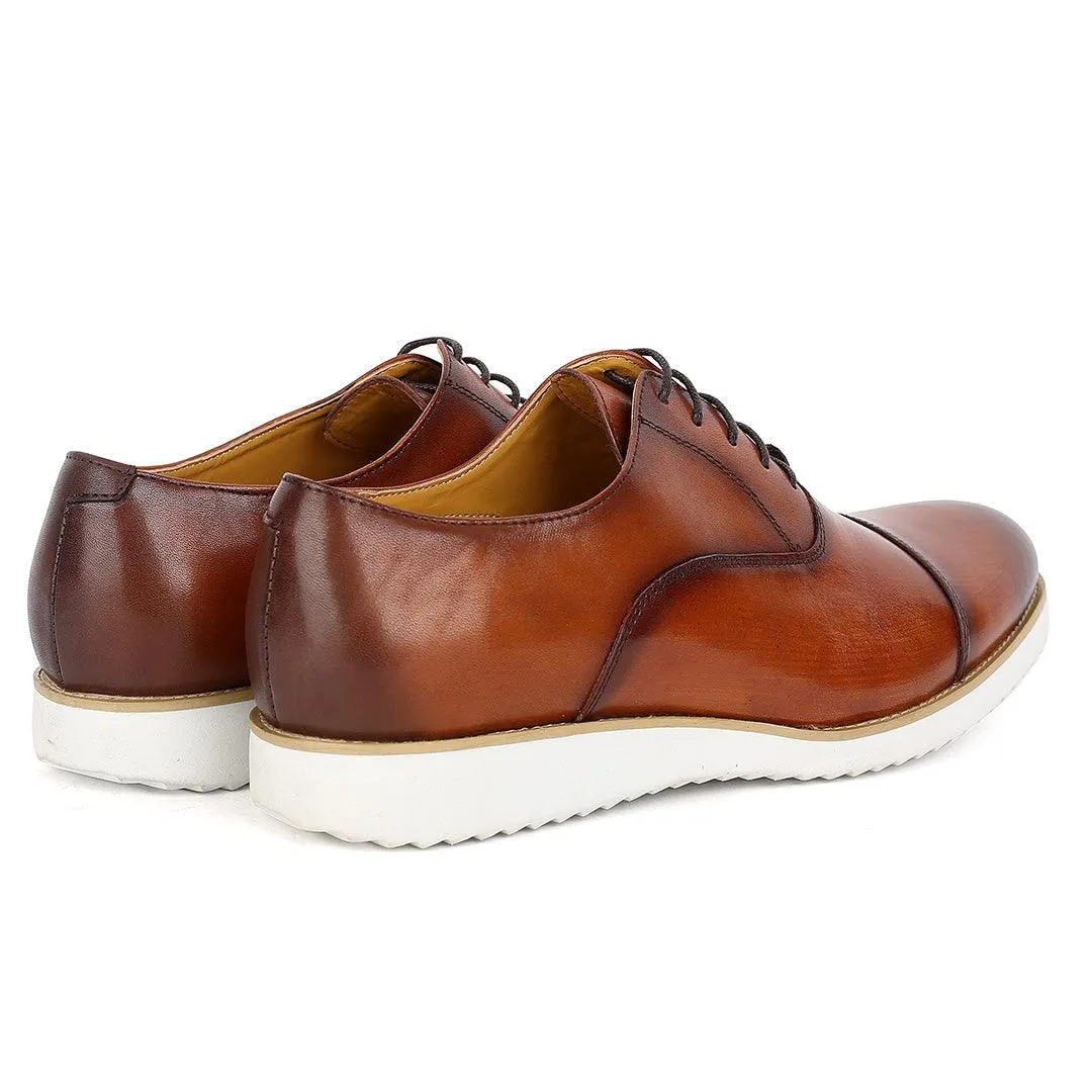 John Mendon Daytonaline Plain Leather Sneakers Shoe-Brown