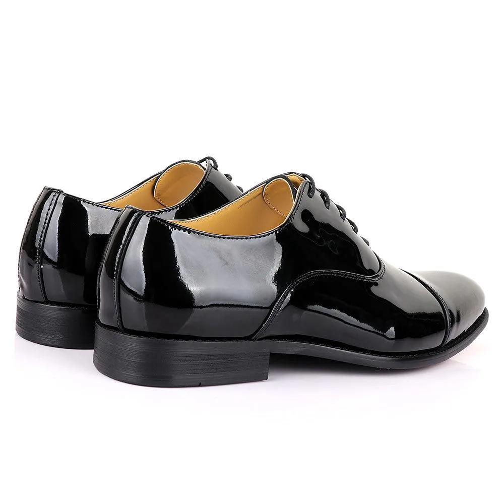 John Mendson Oxford Wetlips Black Leather Shoe