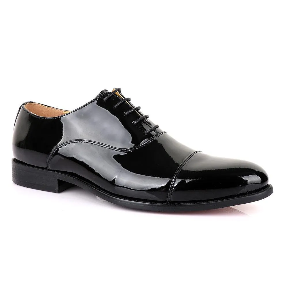 John Mendson Oxford Wetlips Black Leather Shoe