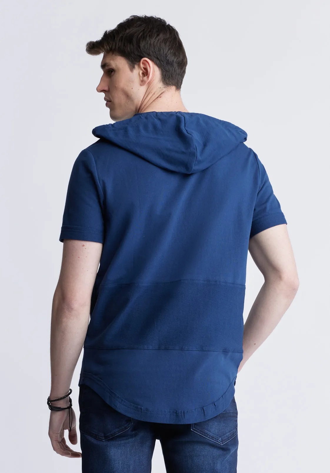 Katoni Men's Short Sleeve Hoodie, Navy - BM24489