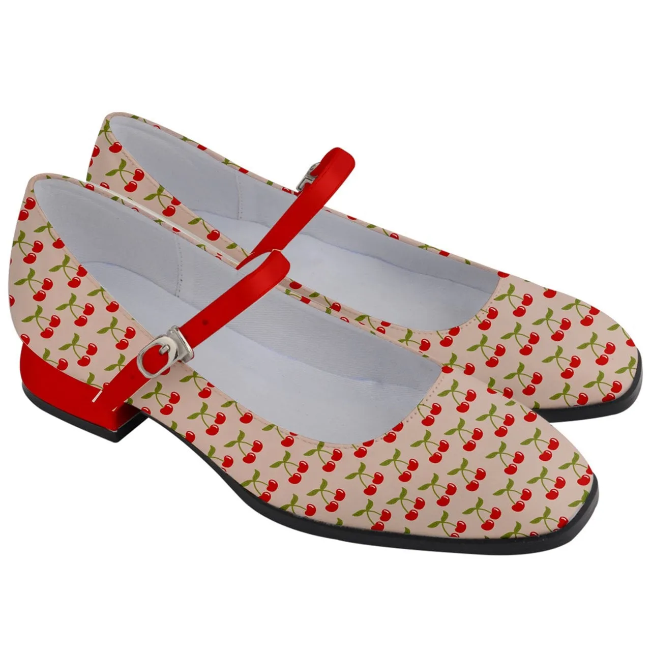 Mary Jane Shoes, Women's Mary Jane Shoes, Pin Up Shoes, Mary Jane Shoes Women, Cherry Shoes Women, Retro Shoes Women, Vintage Mary Jane