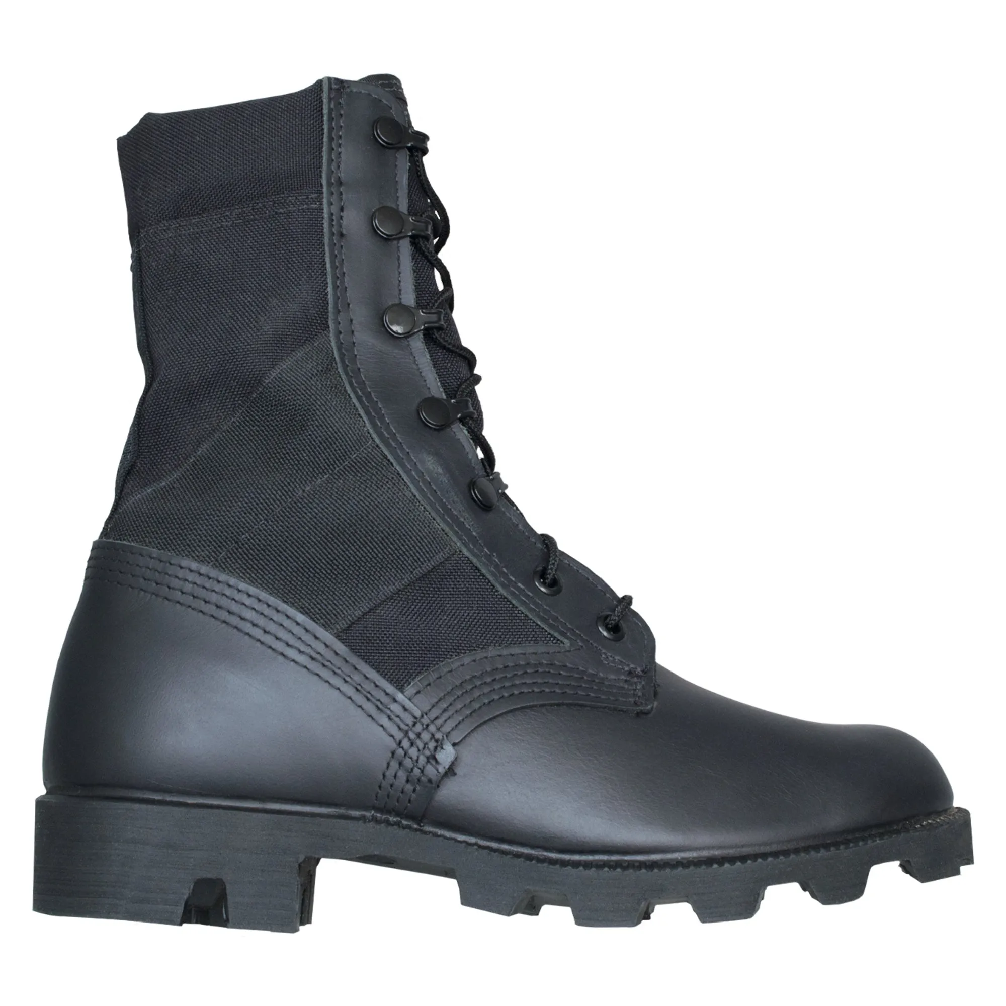 McRae Mens Black Leather/Nylon Panama Military Jungle Boots 5R