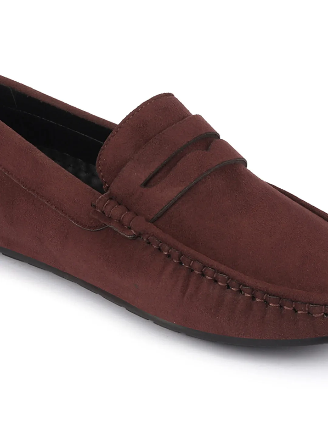 Men Brown Suede Leather Side Stitched Driving Loafer and Moccasin