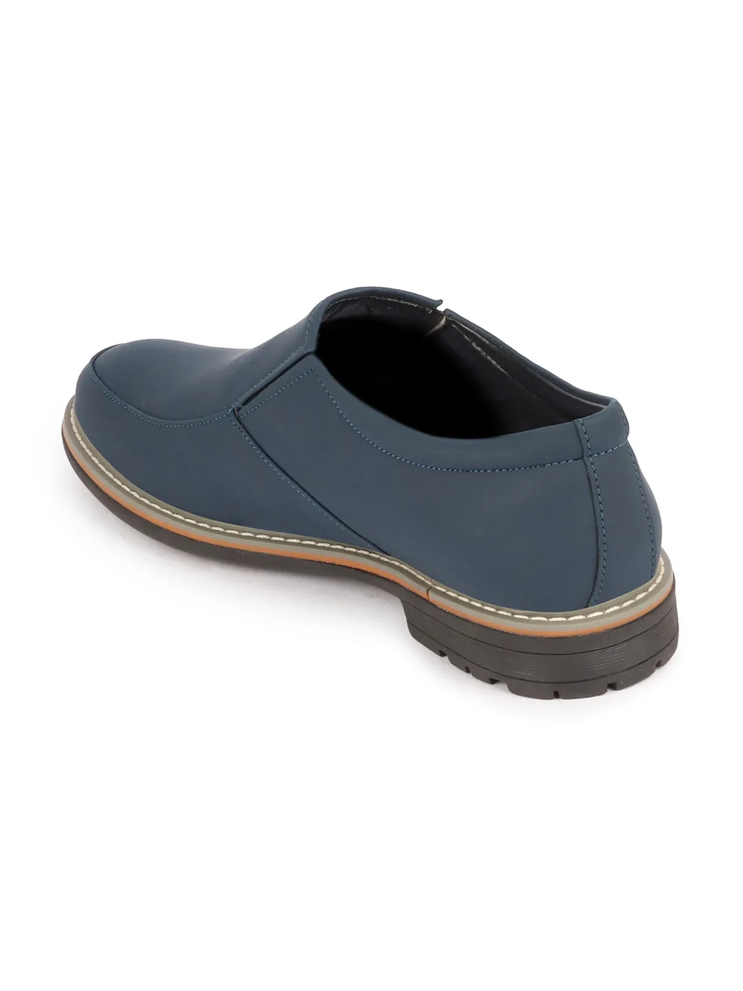 Men Navy Blue Formal Office Comfort Design Broad Feet TPR Welted Sole Slip On Shoes