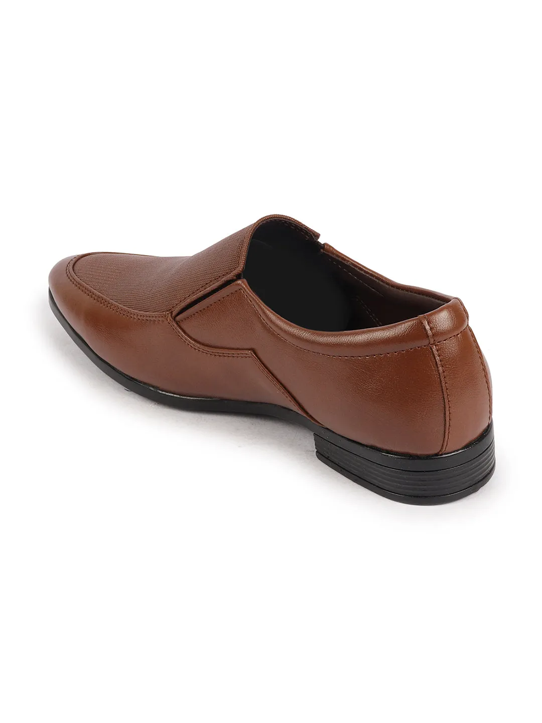 Men Tan Formal Office Meeting Textured Slip On Shoes