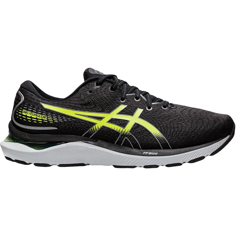 Men's Asics GEL-Cumulus 24, Black/Hazard Green, 10.5 D Medium