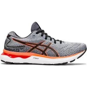 Men's Asics Gel-Nimbus 24, Sheet Rock/Shocking Orange, 8.5 D Medium